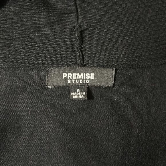 Premise S Open Front Black Fine Knit Quarter Sleeve Cardigan - Picture 9 of 12
